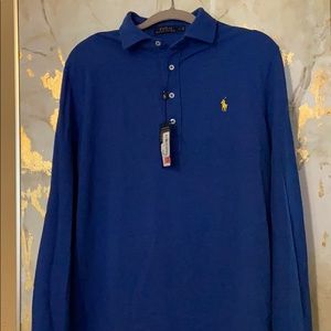 Royal blue polo long sleeve NWT size L